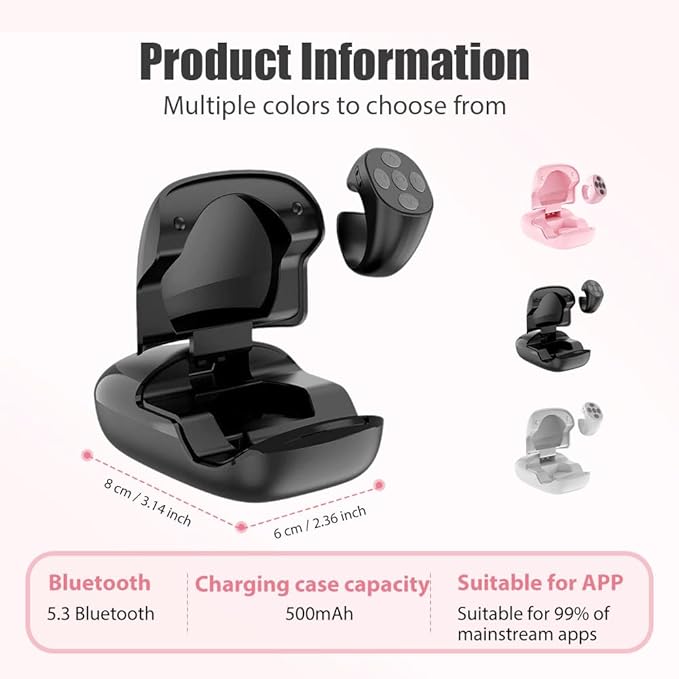 Fingertip Wireless Bluetooth Remote Control, 2026 New Bluetooth Ring Scroller Video Scrolling Ring Remote Control Page Turner (Black)