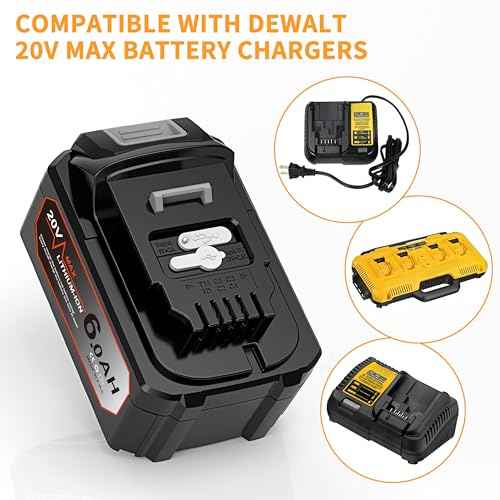 ASPRO 2Pack 6AH Capacity Replacement for Dewalt 20V Max Battery, Compatible with 20 Volt Dewalt Batteries DCB207 DCB204 DCB201 DCB200 Series Power Tools