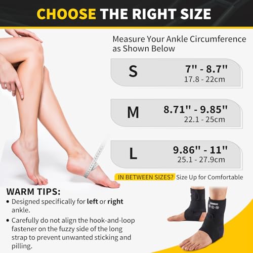 CAMBIVO Ankle Brace for Women & Men, Compression Ankle Support for Sprain & Strain, Achilles Tendonitis, Plantar Fasciitis & Recovery, Ankle Sleeve for Running, Basketball, Football, Daily Use