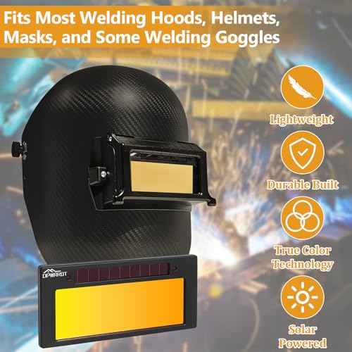 Auto Darkening Welding Lens 2x4 1/4 Shade 10, Solar Energy True Color Blue Welding Lens, Gold Welding Lens Replacement for Standard Welding Hoods and Welding Helmets