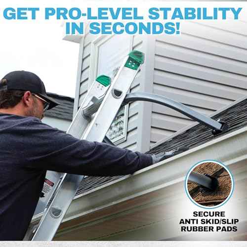 Secure Ladder Stabilizer - Extension Ladder Stabilizer & Roof Ladder Hook for Gutter Cleaning Tools and Wall, Enhance Safety with Ladder Accessories