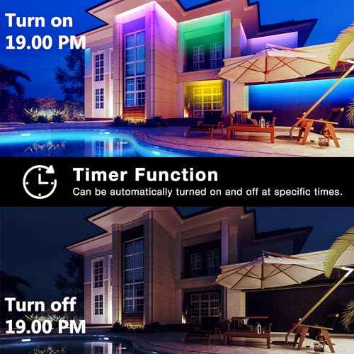 Outdoor LED Strip Lights Waterproof, 200ft IP67 Waterproof LED Light Strips with Remote, App Control, Music Sync RGB Exterior LED Rope Lights for Eaves, Roof, Balcony, Deck, Pool, Outdoor Decorations