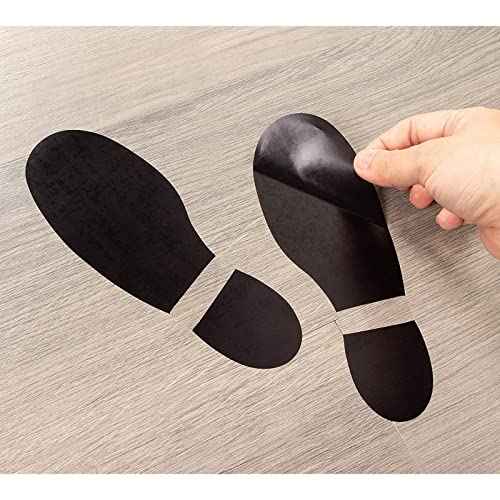 Juvale Shoe Print Floor Stickers - 32 Pairs, Black Vinyl, 8 x 6 in Sheets - Peel & Stick Dancing Feet Floor Stickers & Foot Print Decals for Classrooms, Dance Studios & Hallways