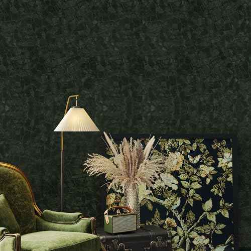 Abyssaly Dark Green Peel and Stick Wallpaper - Modern Textured Embossed Wall Paper - Removable Self Adhesive Vinyl Wrap Waterproof Contact Paper for Bathroom Bedroom Countertops Cabinet Home Decor