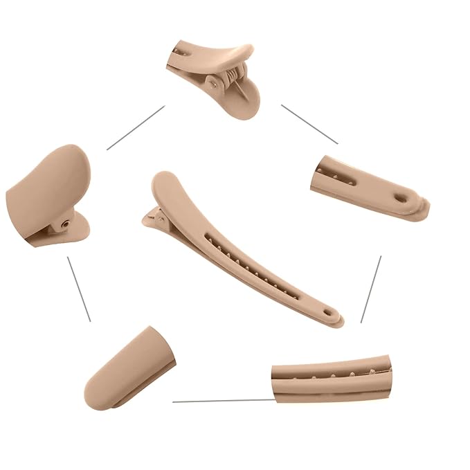 YISSION 12 PCS No Crease Duck Billed Hair Clips for Styling Sectioning, 3.1 Inch Matte Alligator Hair Barrettes Khaki for Women Girls