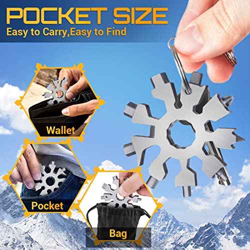 Snowflake Multi Tools Gifts for Men Christmas Stocking Stuffers for Men Adults Dad Teens 20-in-1 Multitools Pocket Size Mini Gadgets Screwdriver Wrench Bottle Opener