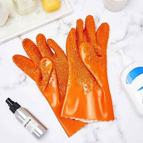 Jecery Sewer Gloves Plumbing Snake Gloves Abrasion Resistant Drain Cleaning Accessory for Men Women Plumber Tools Orange