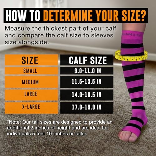 Doc Miller Compression Socks for Pregnant Women – Wide Calf, Open Toe Knee Sleeve 15-20 mmHG,Toeless Pregnancy Stockings for Varicose Veins, Footless Shin Splint Relief, 1 Pair