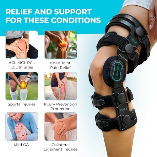 Z1 K6 Hinged Unloader Metal Knee Brace for Men and Women - Knee Support for ACL, MCL, LCL, PCL, Sport Injuries, Mild Osteoarthritis, Meniscus Tears - Ideal for Running & Daily Activities (S12)