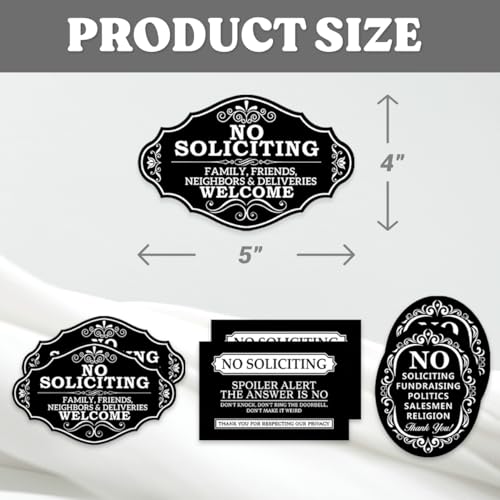 No Soliciting Vinyl Stickers Pack with Humorous and Direct Messages for Front Door Or Apartment Easy to Apply Weatherproof 6Pcs Set Wall Decoration Hat Hard Phone