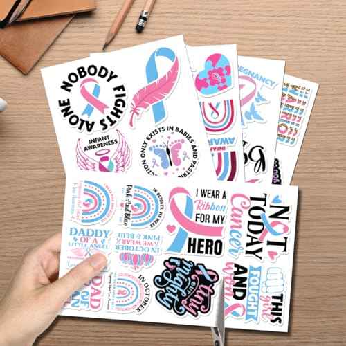 Infant Loss and Pregnancy Awareness Vinyl Stickers Pack for Laptop Water Bottle Journal Helmet Inspirational Quotes 50Pcs Support Decals Adults Women Grief