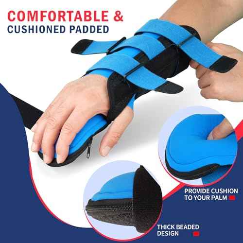 FEATOL Resting Hand Splint Stroke Night Immobilizer with Removable Splints- Pain Relief For Carpel Tunnel, Stroke Recovery, Arthritis, Tendinitis-Functional Support Wrist Finger Brace-Right Hand Medium-For Men and Women