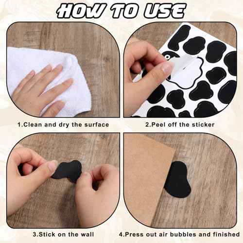 408 Pcs Cow Print Stickers, 12 Sheets Self-Adhesive Cow Spot Pattern Print Wall Art Decals Black Waterproof Peel and Stick Vinyl Decals for Wall Car Laptop Water Bottle Home Decor