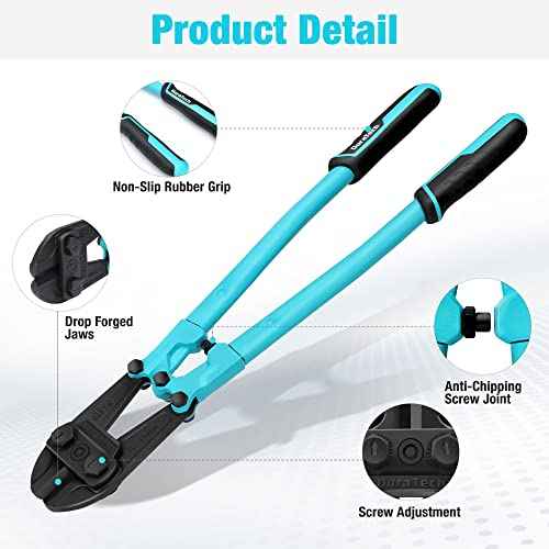 DURATECH 18-inch Heavy Duty Bolt Cutter for Rods, Bolts, Rivets, Chains, and Steel Wires, Bi-Material Ergonomic Rubber Grip Handle, Chrome Vanadium Steel Forged Blade