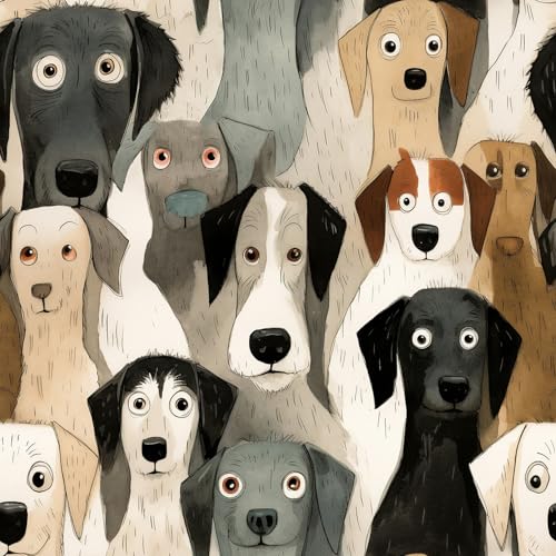 Peel and Stick Wallpaper Dog Removable Wallpaper Shiplap Brown Self Adhesive Contact Paper for Home Bedroom Stick On Wall Decor 17.3in x 9.8ft
