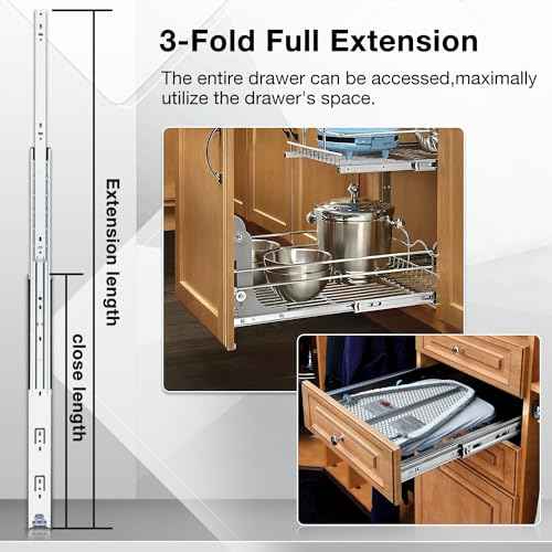 Heavy Duty Locking Drawer Slides Full Extension Runners with Lock 12 14 16 18 20 22 24 26 28 30 32 34 36 38 40 Inch Side Mount Ball Bearing Rails Track Glides 150 Lbs (Without Lock, 28 inch)