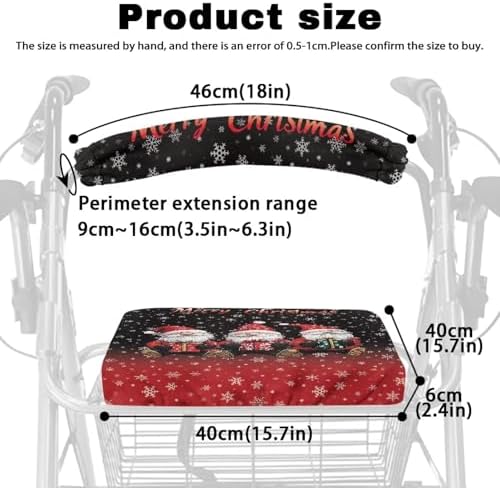 LedBack Walker Accessories Merry Christmas Print Rollator Walker Seat and Backrest Covers Soft Dust Cover Christmas Decor 2 Piece Walker Seat Cover Set
