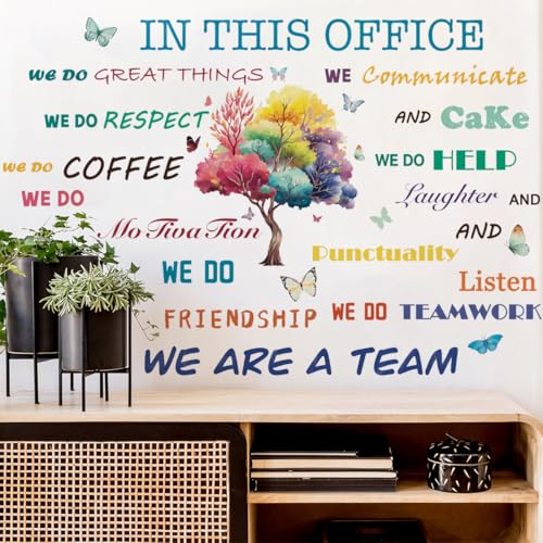 Runtoo Office Inspirational Quotes Wall Art Decals for Work Positive Sayings Peel and Stick Tree Wall Stickers Motivational Teamwork Company Decor