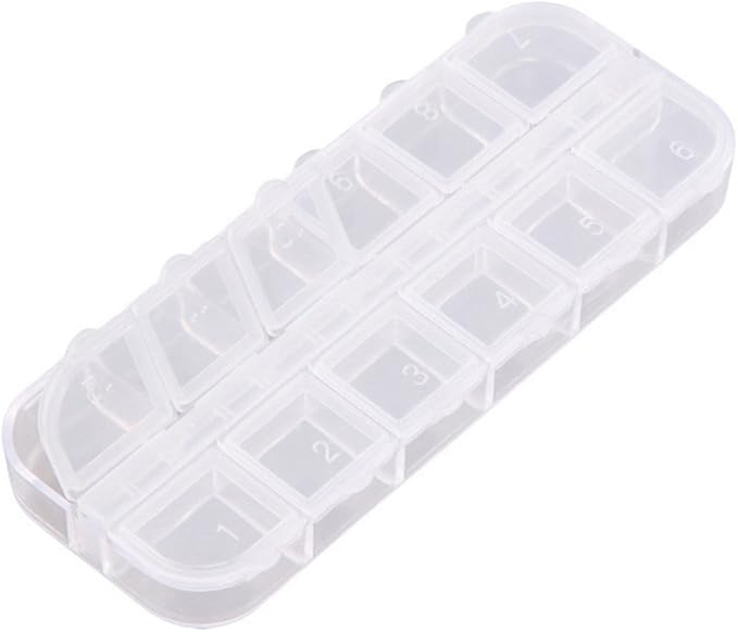 6 Pieces Nail Art Tool Jewelry Storage Box, 12 Compartments Plastic Rhinestone Organizer Container Case, Display Containers