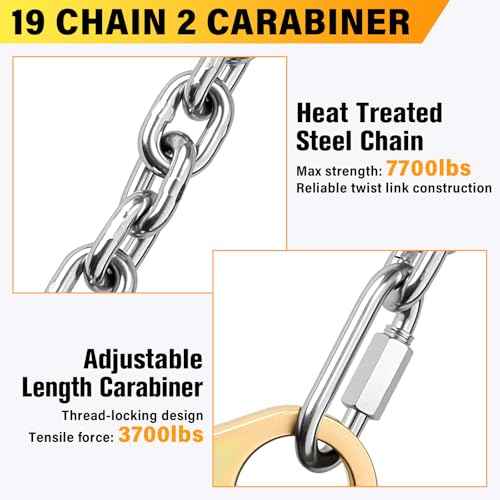 TRSMIMA Rebar Positioning Chain Assembly - Safety Lanyard Fall Protection Sling Chain Rebar with Swivel Double Self-Locking Snap Hooks Construction Positioning
