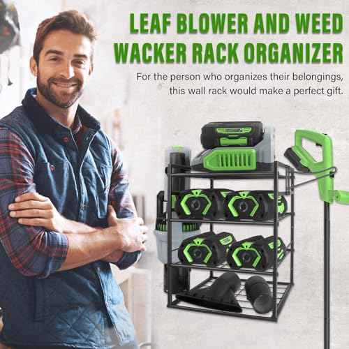 Tool Wall Mount Storage Rack for Ego, Lawn Power Tool Organizer for Ego Hedge Trimmer Ego Battery Charger Ego Edger Lawn Tool , 4-Tier Battery Drill Holder Wall Mount, Power Lawn Tool Organizer