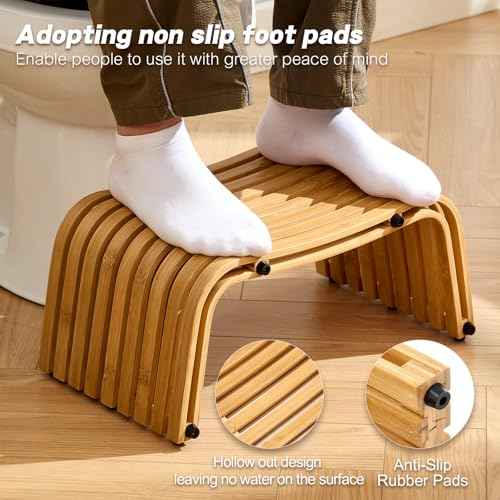 Bamboo Toilet Stool for Adults,7 inch Toilet Stool Squat Adult Kids,Non-Slip Poop Stool for Kids,Make Defecation More Smooth and Easy,Kitchen, Living Room, Bathroom