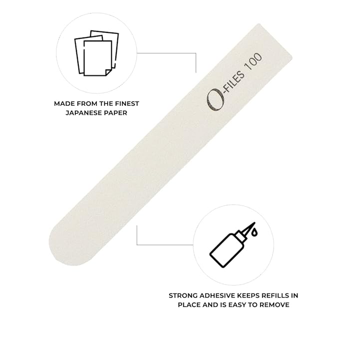 ForPro Professional Collection O-Files Replaceable File System, White, 100 Grit, Manicure Nail File Refills, 3.9” L x .6“ W, 50-Count