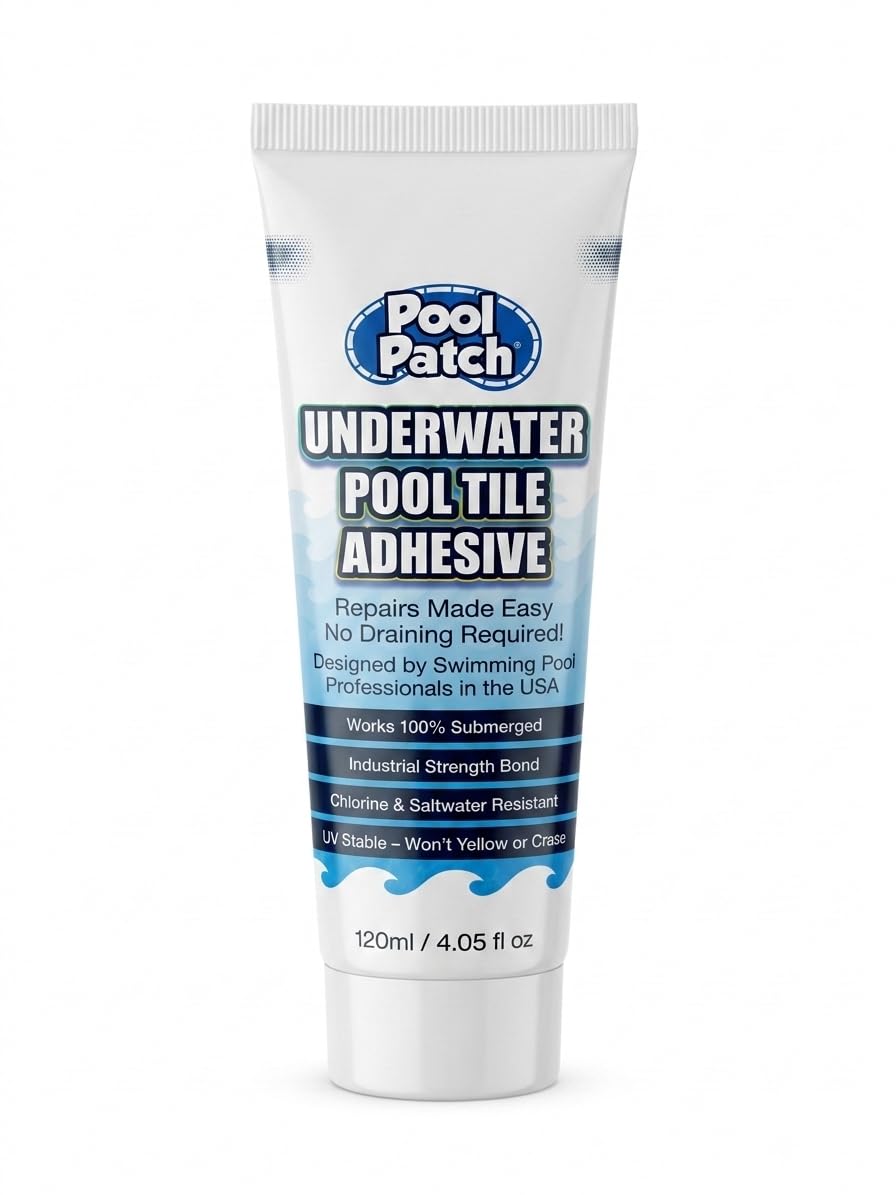 Pool Patch Underwater Pool Tile Adhesive (4 oz) – Waterproof Pool Tile Setting Paste – Professional Strength Adhesive for Ceramic, Mosaic & Stone – Works 100% Submerged, No Need to Drain Pool