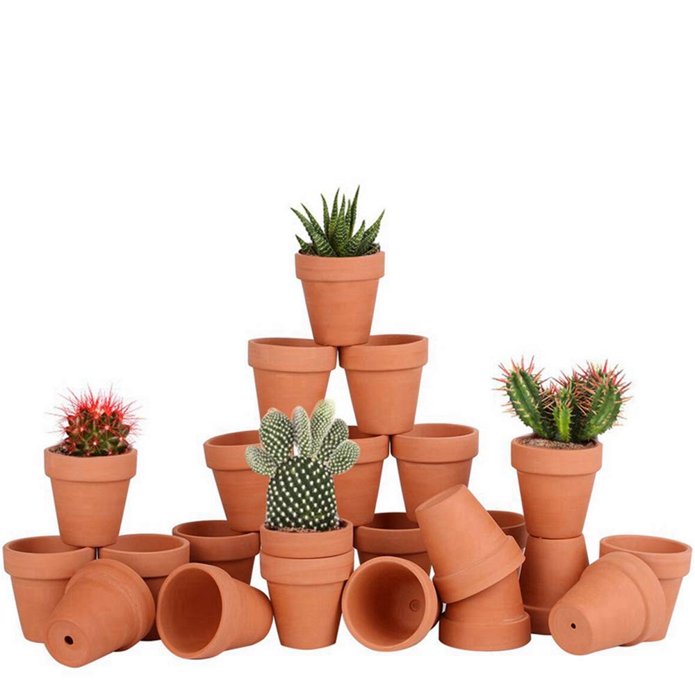 FCFKUK 24pcs Mini Clay Pots, 2.5'' Terracotta Pottery Planters, Cactus Flower Succulents Nursery Pots, with Drainage Hole, for Indoor/Outdoor
