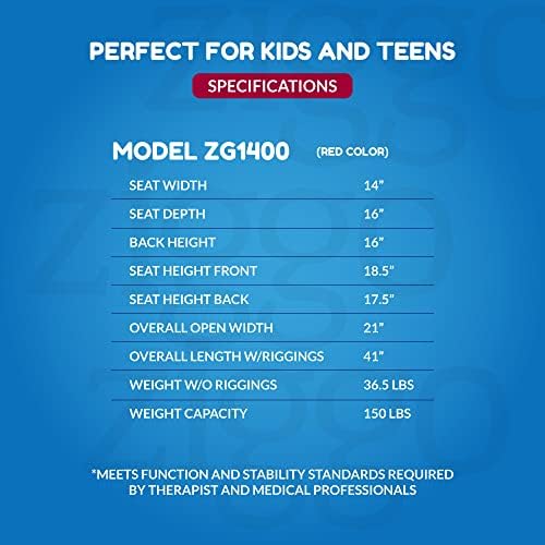 Ziggo 14” Seat Width Pediatric Wheelchair for Kids & Children, Lightweight, Manual Folding Wheelchair w/Safety Belt, Swing-Away Foot Support w/Straps, Desk Length Arm Rests