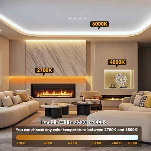 COB LED Strip Light,CCT Dimmable Strips Light,2700K-6500K,24ft/7.5m,8mm Wide,CRI90+ 24V LED Strips Kit with Bluetooth APP Control/Music Mode,for Bedroom,Kitchen,DIY Lighting