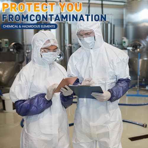 CAREGY Hazmat Suits Protective Coveralls with Hood, Heavy Duty Full Body Painters Suit for Men & Women