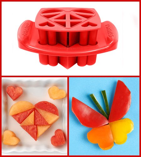 FunBites Food Cutter Set, Orange Triangles, Red Hearts