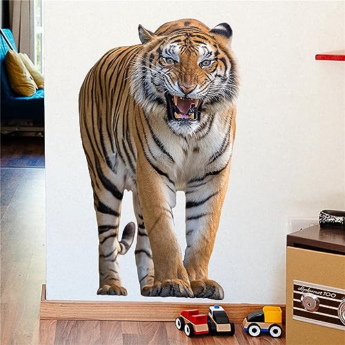 Ferocious Tiger Wall Stickers, sacinora Realistic Wild Animal Wall Decals Removable Vinyl Peel and Stick for Living Room Bedroom Children's Room Sofa TV Background Art Decorations