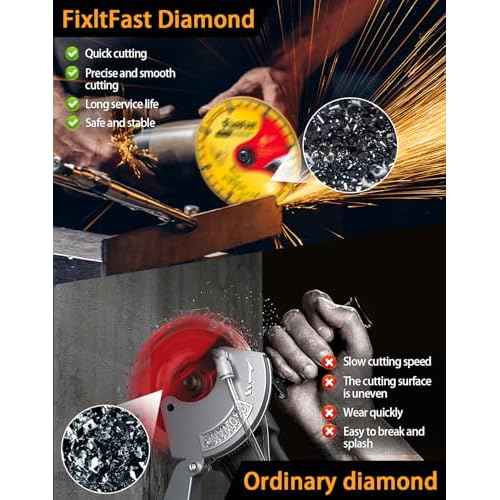 FIXLTFAST Diamond Metal Cutting Wheel 4 1/2 in for Angle Grinder Blade,Cut Off Wheel 7/8 Arbor 4/5 with 6000+ Cuts on Rebar,Iron,INOX- 6 Pack