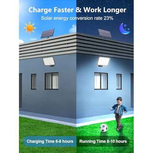 400LED Solar Lights Outdoor,3 Modes & Remote Control Motion Sensor Outdoor Light,IP67 Waterproof Solar Flood Lights for Garden, Garage, Patio, Pathway (4 Pack)