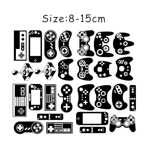 Game Controller Wall Decals for Kids Room - Game Art Stickers, Vinyl Decor for Boys Bedroom Gaming Room Y97 (Black)