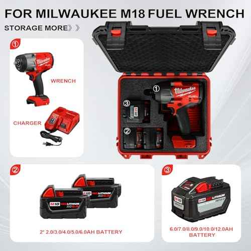 Case for Milwaukee Impact Torque Wrench: Hard Storage Box for Milwaukee M18 1/2 Impact Wrenches 2962-20, 2967-20, Waterproof Tool Bag for Power Cordless Ratchet Wrench, Battery | Charger (Case Only)