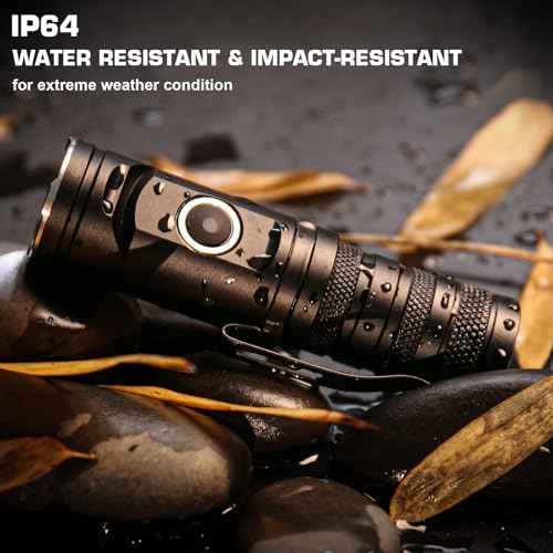 HAUTMEC 1400 Lumen Rechargeable Flashlights LED EDC Flashlight with 90 Degree Flashlight Swivel Head 5 Modes Pocket Flashlights Magnetic Base for Camping, Working, Outdoor, Hiking, Emergency