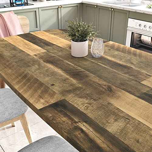 WESTICK Brown Wood Counter Top Peel and Stick Waterproof Wood Contact Paper for Countertops Self Adhesive Wooden Wallpaper Rustic Wooden Vinyl Countertop Wrap for Tables Kitchen Cabinets 15.8" x 78"