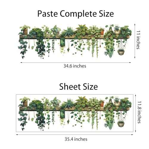 Green Plant Wall Stickers Vinyl Wall Decals Removable Wall Clings Peel and Stick Wall Mural for Bedroom Living Room Office (Small)