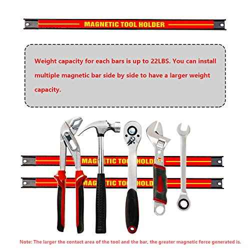 C-CHAIN 6PCS Heavy-Duty 18¡¯¡¯ Magnetic Tool Holder Racks Super Strong Metal Magnet Storage Tool Organizer Bars Set Great for Garage/Workshop (Mounting Screws Included)