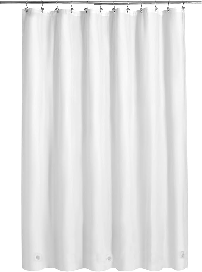 Barossa Design White Shower Curtain Liner - Premium PEVA, BPA & PVC Free, No Chemical Smell, Lightweight Shower Curtain with 3 Magnets, Metal Grommets - White, Standard Size