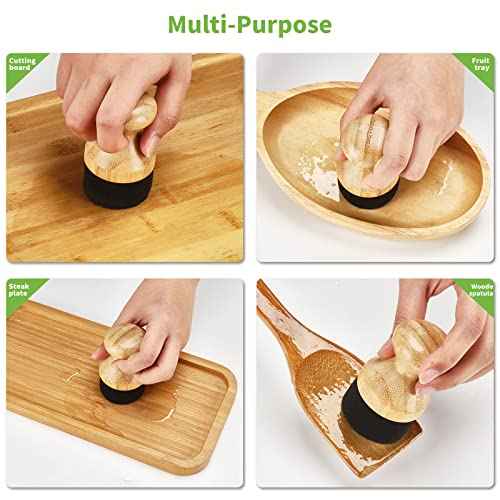 2Pack Cutting Board Oil Wax Applicator for Food Grade Mineral Oil Board - Natural Bamboo Applicator for Cutting Boards£¬Wooden Spatula£¬Spoon and Other Utensils