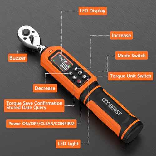 Digital Torque Wrench 1/4 Drive, 0.33-22.1 Ft.lbs./0.45-30Nm Range, Electronic Torque Screwdriver with Dual Direction Ratchet, Buzzer and LED Alert for Bicycle, Bike, DIY and Home Repair