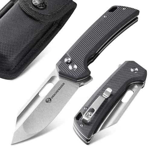 Large Pocket Knife for Men B-26, 8.11" Tactical Folding Knife with 14C28N Blade, G10 Handle, Upgraded Reinforced Lock, Includes Pocket Clip and Nylon Sheath for Camping, Survival