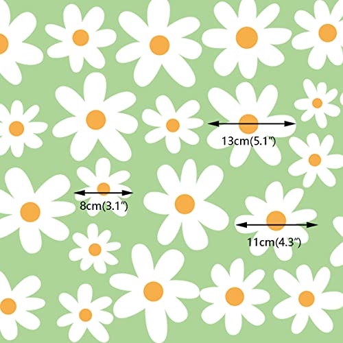 Runtoo White Daisy Boho Flower Wall Decals - Kids Nursery Floral Wall Art Stickers for Girls Bedroom & Living Room