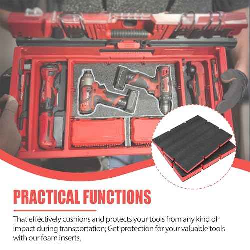 48-22-8452 Packout Foam Tool Organizer Inserts Compatible with Milwau-kee 48-22-8442 and 48-22-84432 Drawer Boxes,2 Pack Black/Red