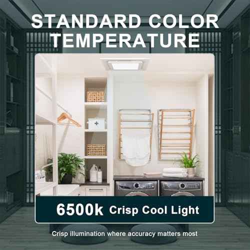 Bathroom Exhaust Fan with Light, 12 INCH, Upgraded Quiet Square Vent Fans with LED Light, 141 CFM, for Bathroom, Office, Home