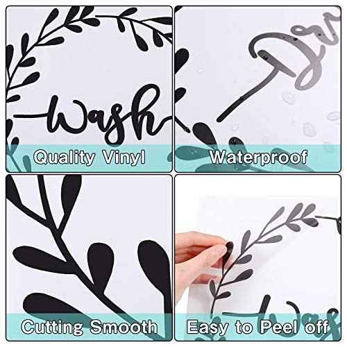 Zonon 3 Pieces Laundry Room Vinyl Wall Decal - Wash Dry Laundry Stickers - The Never Ending Story Wall Decor - Washing Machine Quote Art Stickers for Home Apartment(Black Printing)